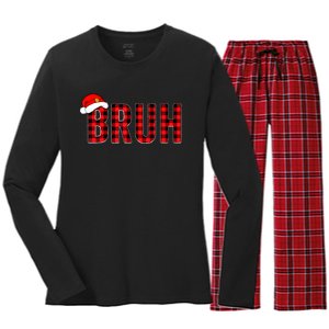 Bruh Christmas Xmas Pajamas Bruh Women's Long Sleeve Flannel Pajama Set 