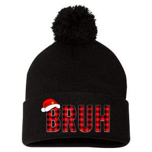 Bruh Christmas Xmas Pajamas Bruh Pom Pom 12in Knit Beanie