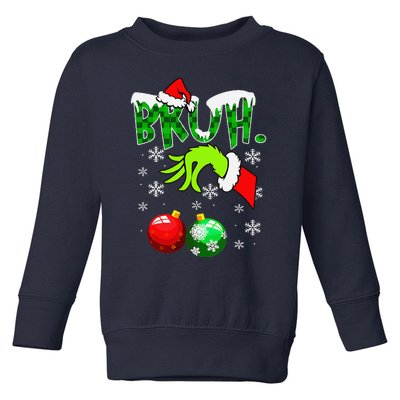 Bruh Christmas Xmas Funny Christmas Toddler Sweatshirt