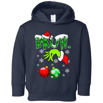 Bruh Christmas Xmas Funny Christmas Toddler Hoodie