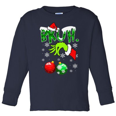 Bruh Christmas Xmas Funny Christmas Toddler Long Sleeve Shirt