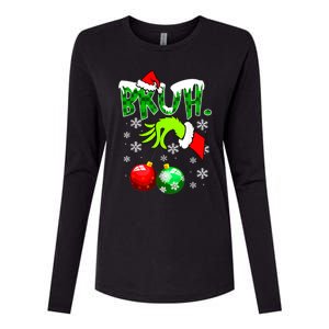 Bruh Christmas Xmas Teens Boy Funny Christmas Womens Cotton Relaxed Long Sleeve T-Shirt