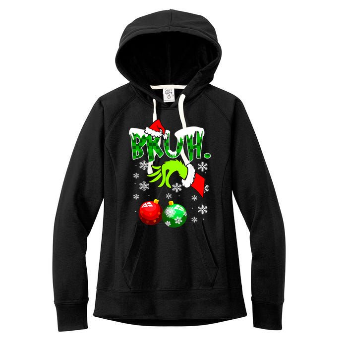 Bruh Christmas Xmas Teens Boy Funny Christmas Women's Fleece Hoodie