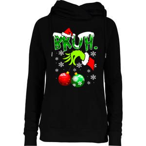 Bruh Christmas Xmas Teens Boy Funny Christmas Womens Funnel Neck Pullover Hood