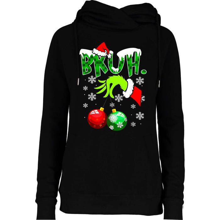 Bruh Christmas Xmas Teens Boy Funny Christmas Womens Funnel Neck Pullover Hood