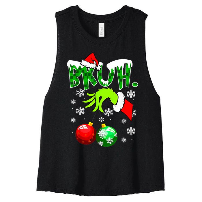 Bruh Christmas Xmas Teens Boy Funny Christmas Women's Racerback Cropped Tank