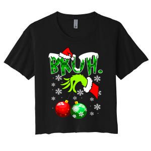 Bruh Christmas Xmas Teens Boy Funny Christmas Women's Crop Top Tee