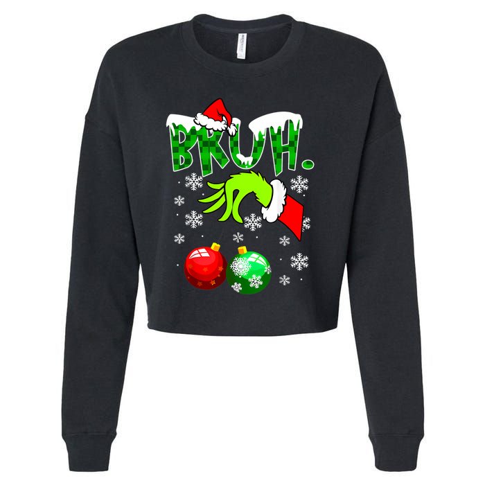 Bruh Christmas Xmas Teens Boy Funny Christmas Cropped Pullover Crew