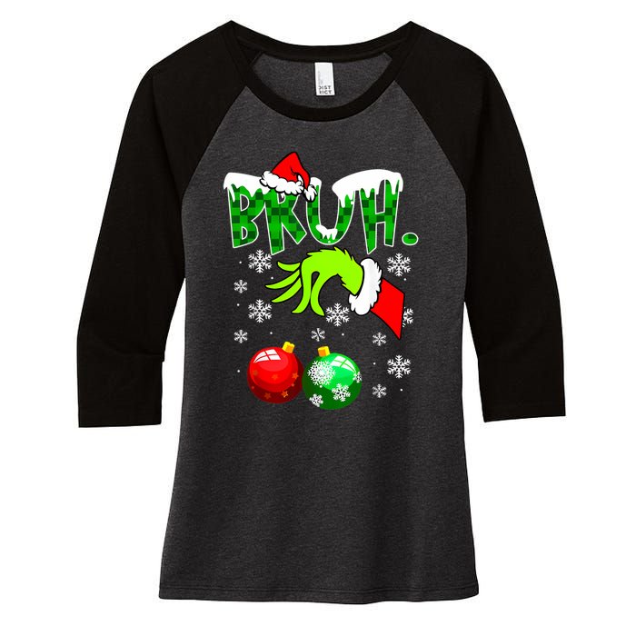 Bruh Christmas Xmas Teens Boy Funny Christmas Women's Tri-Blend 3/4-Sleeve Raglan Shirt