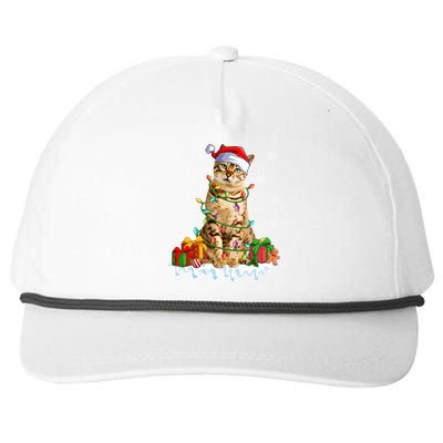 Bengal Cat Xmas Light Christmas Kitten Lover Cool Gift Snapback Five-Panel Rope Hat