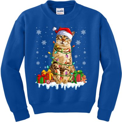 Bengal Cat Xmas Light Christmas Kitten Lover Cool Gift Kids Sweatshirt