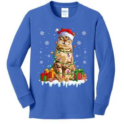 Bengal Cat Xmas Light Christmas Kitten Lover Cool Gift Kids Long Sleeve Shirt