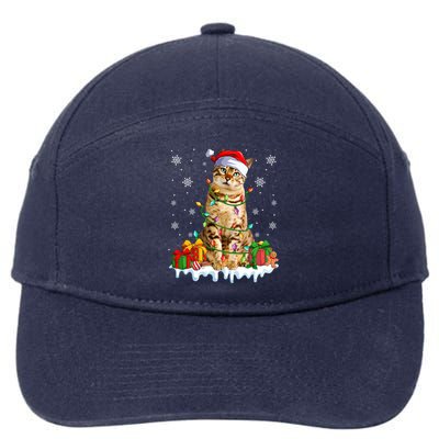 Bengal Cat Xmas Light Christmas Kitten Lover Cool Gift 7-Panel Snapback Hat