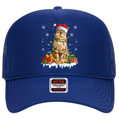 Bengal Cat Xmas Light Christmas Kitten Lover Cool Gift High Crown Mesh Back Trucker Hat