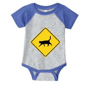 Black Cat Xing Sign Gift Yellow Crossing Funny Gift Infant Baby Jersey Bodysuit