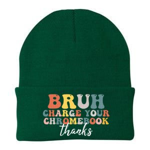 Bruh Charge Your Chromebook Thanks Funny Teachers Knit Cap Winter Beanie