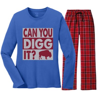 Buffalo Can You Digg It Great Football Fans Lovers Gift Women's Long Sleeve Flannel Pajama Set 