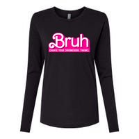 Bruh Charge Your Chromebook Thanks Pink Funny Teacher School Womens Cotton Relaxed Long Sleeve T-Shirt