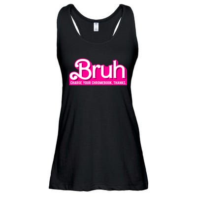 Bruh Charge Your Chromebook Thanks Pink Funny Teacher School Ladies Essential Flowy Tank