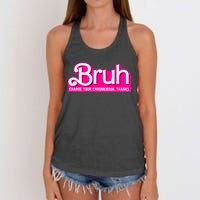 Bruh Charge Your Chromebook Thanks Pink Funny Teacher School Women's Knotted Racerback Tank