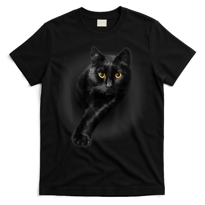 Black Cat Yellow Eyes TShirt Cats Tee Shirt T-Shirt