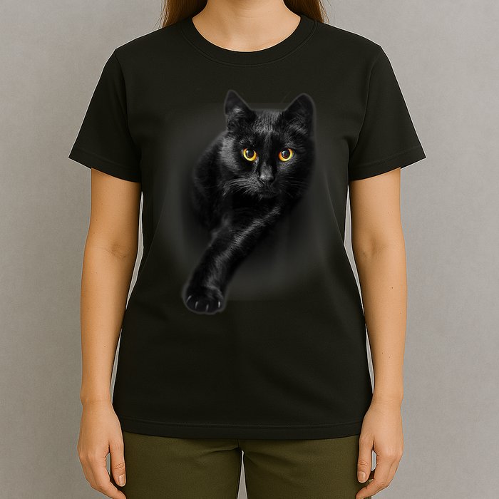 Black Cat Yellow Eyes TShirt Cats Tee Shirt T-Shirt