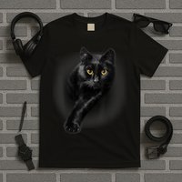 Black Cat Yellow Eyes TShirt Cats Tee Shirt T-Shirt