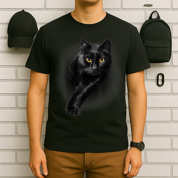 Black Cat Yellow Eyes TShirt Cats Tee Shirt T-Shirt