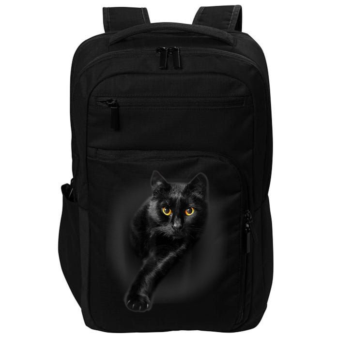 Black Cat Yellow Eyes TShirt Cats Tee Shirt Impact Tech Backpack