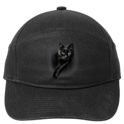 Black Cat Yellow Eyes TShirt Cats Tee Shirt 7-Panel Snapback Hat