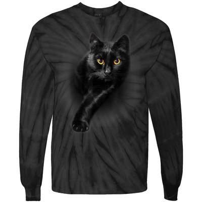 Black Cat Yellow Eyes TShirt Cats Tee Shirt Tie-Dye Long Sleeve Shirt