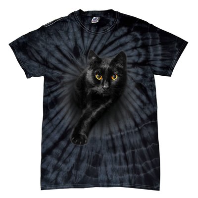Black Cat Yellow Eyes TShirt Cats Tee Shirt Tie-Dye T-Shirt