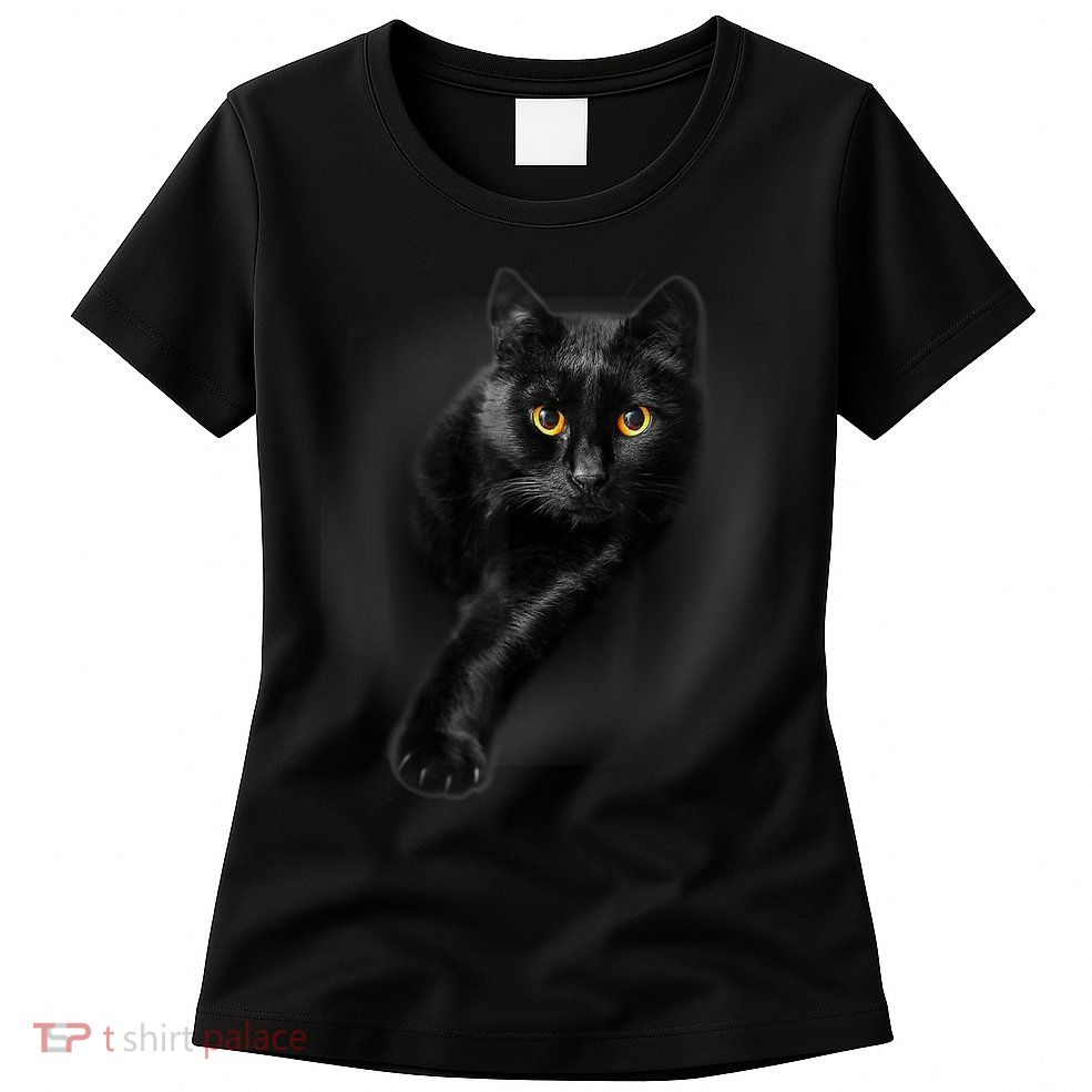 Black Cat Yellow Eyes TShirt Cats Tee Shirt Womens T-Shirt