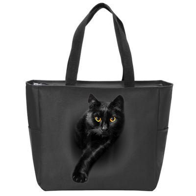 Black Cat Yellow Eyes TShirt Cats Tee Shirt Zip Tote Bag