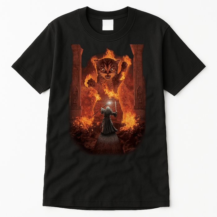 Balrog Cat You Shall Not Pass Wizard Monster Fight Tall T-Shirt