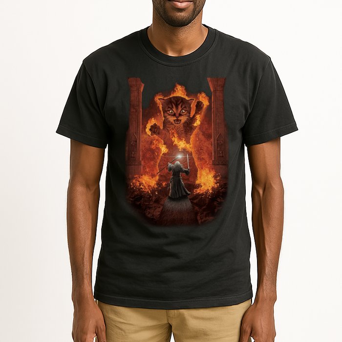Balrog Cat You Shall Not Pass Wizard Monster Fight Tall T-Shirt