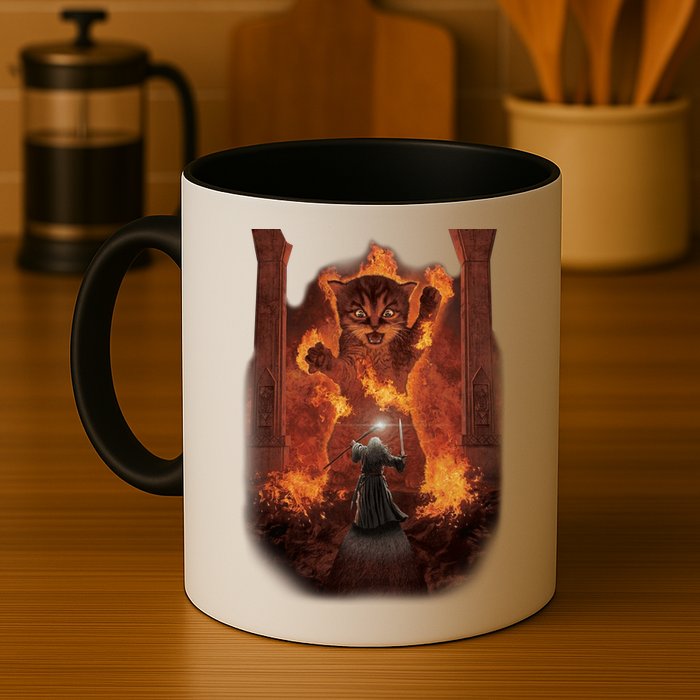 Balrog Cat You Shall Not Pass Wizard Monster Fight Mug