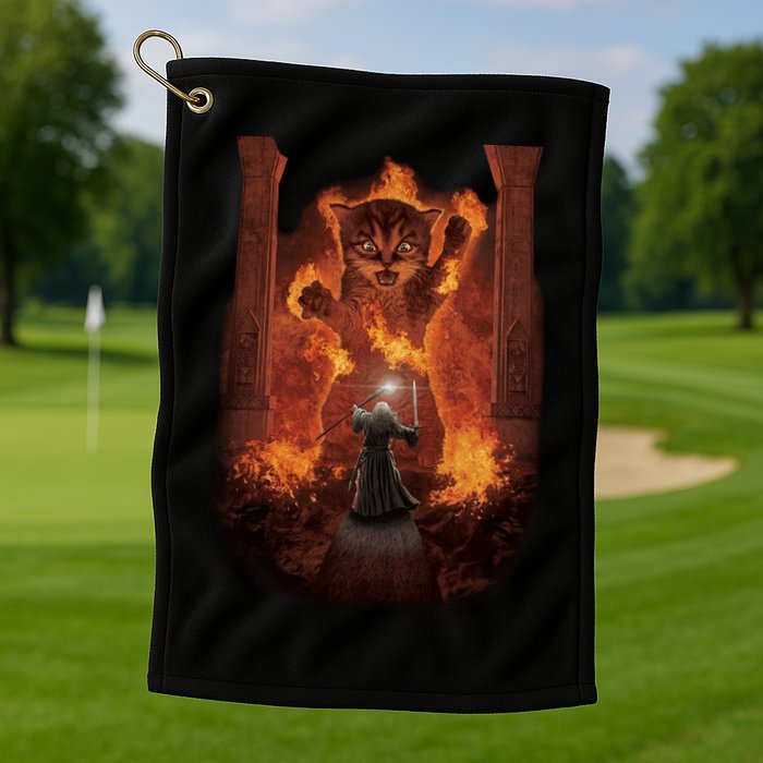 Balrog Cat You Shall Not Pass Wizard Monster Fight Golf Towel
