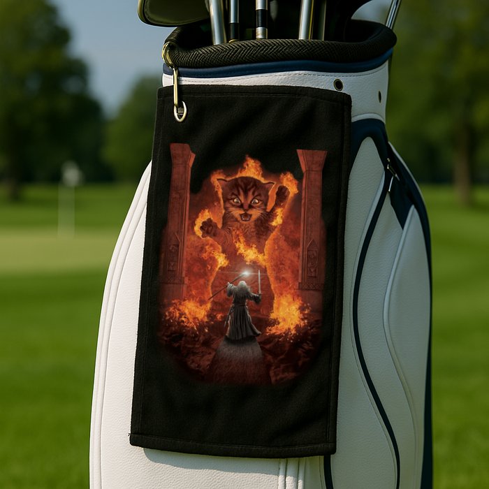 Balrog Cat You Shall Not Pass Wizard Monster Fight Golf Towel