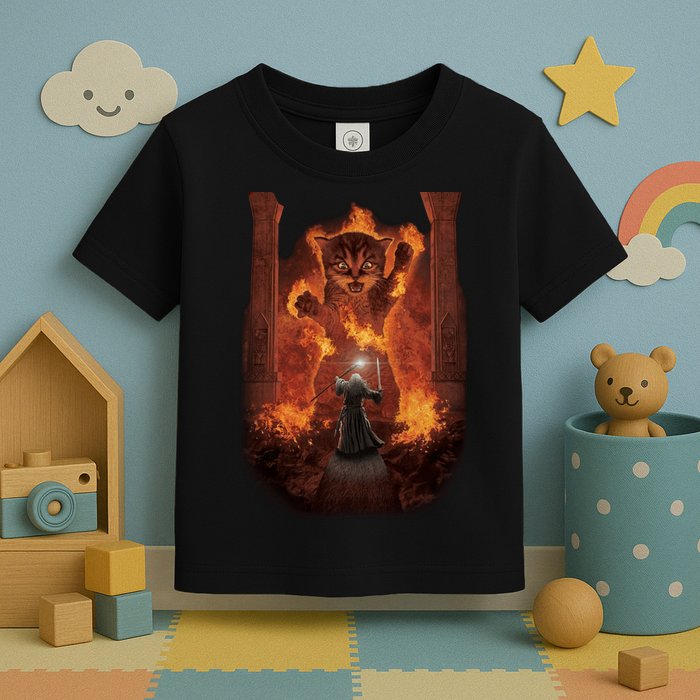 Balrog Cat You Shall Not Pass Wizard Monster Fight Toddler T-Shirt
