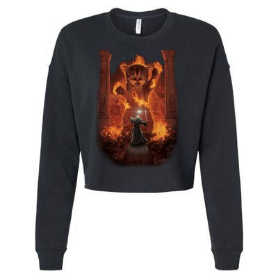 Balrog Cat You Shall Not Pass Wizard Monster Fight Cropped Pullover Crew