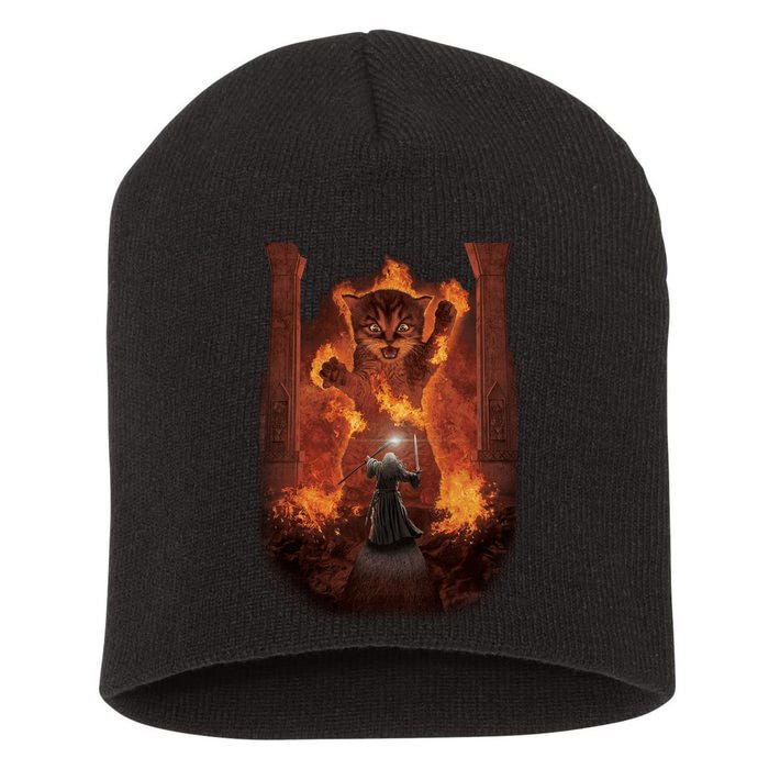 Balrog Cat You Shall Not Pass Wizard Monster Fight Short Acrylic Beanie