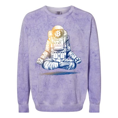 Bitcoin Cryptocurrency Yoga Astronaut Colorblast Crewneck Sweatshirt