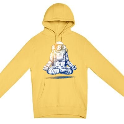 Bitcoin Cryptocurrency Yoga Astronaut Premium Pullover Hoodie