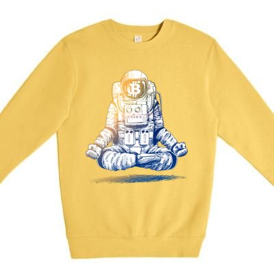 Bitcoin Cryptocurrency Yoga Astronaut Premium Crewneck Sweatshirt