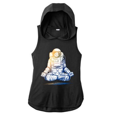 Bitcoin Cryptocurrency Yoga Astronaut Ladies PosiCharge Tri-Blend Wicking Draft Hoodie Tank