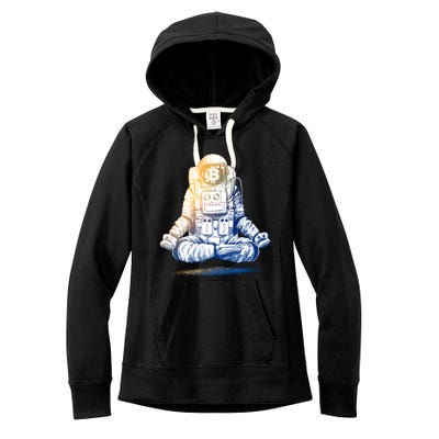 Bitcoin Cryptocurrency Yoga Astronaut Women's Fleece Hoodie