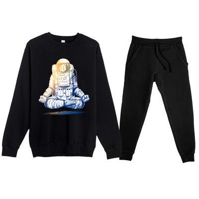 Bitcoin Cryptocurrency Yoga Astronaut Premium Crewneck Sweatsuit Set