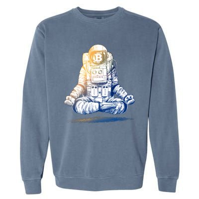 Bitcoin Cryptocurrency Yoga Astronaut Garment-Dyed Sweatshirt