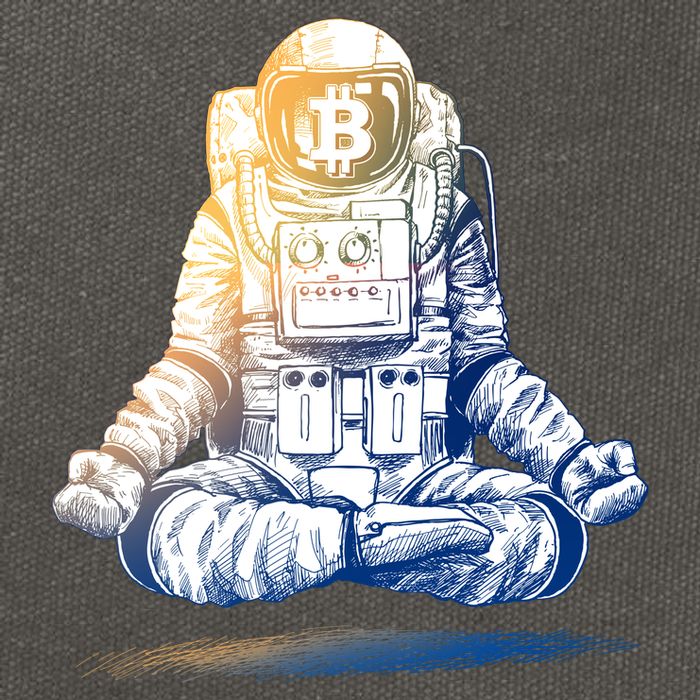 Bitcoin Cryptocurrency Yoga Astronaut Cotton Canvas Backpack